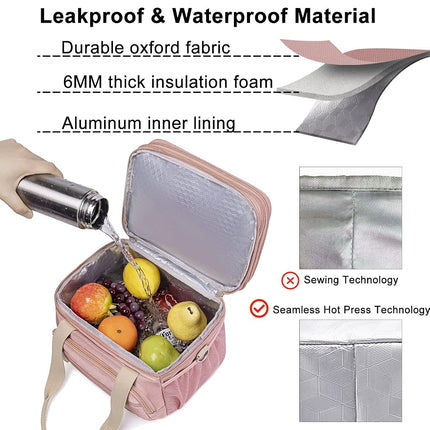 Weitars Lunch Bag for Women, Loncheras para Mujer, Leakproof Insulated Large Lunchbox Dual Compartment Lunch Box Adult for Work Beach Picnic Hiking (15L) (Pink)