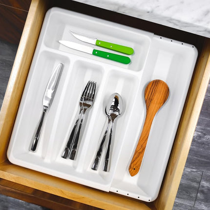 madesmart Cutlery, Expandable Small Silverware Tray, White
