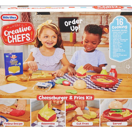 Little Tikes Creative Chefs Cheeseburger and Fries Kit - Comes with Make It Mix and 22 Realistic Accessories, Pretend Play Cooking Set, NOT EDIBLE, Suitable for Boys and Girls Ages 3+ Years