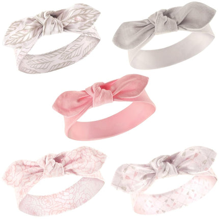 Hudson Baby Cotton and Synthetic Headbands, Gray Feather, 0-24 Months (Pack of 5)