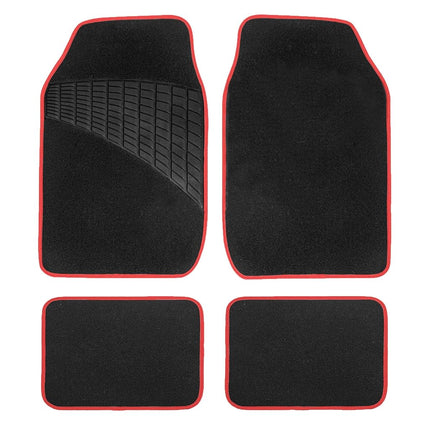 FH Group - F14503-RED F14503 RED Color-Trimmed Liners Non-Slip Car Floor Mats with Rubber Heel Pad – Full Set
