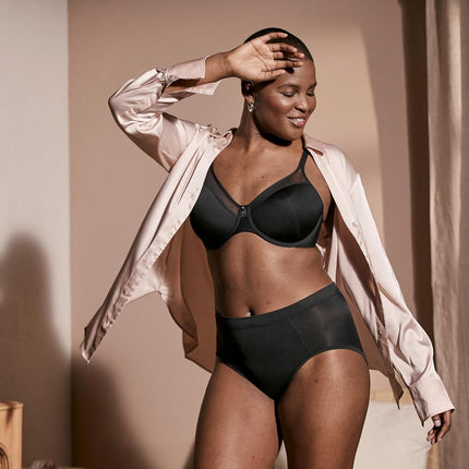 Bali Paquete de 3 para Mujer, Bikini de Malla Second Skin, Ropa Interior Sin Costuras, Negro/Negro/Gris Cristal, 7