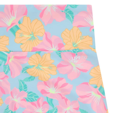 Shorts de baño Hurley para niña, azul hielo/floral, talla XG