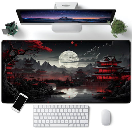Japanese Desk Mat Riverside Full Moon Desk Pad Bla