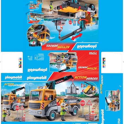 Playmobil | Action Heroes | Construction Lorry with Crane | Construction Toy for Kids | Construction Playset | Toys for Children Aged 4+ | 71750