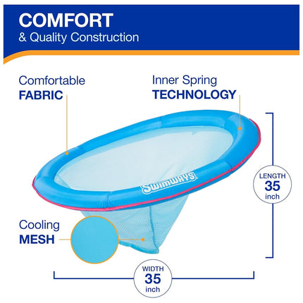 SwimWays Spring Float Premium Papasan Pool Lounger for Swimming Pool, Inflatable Pool Floats Adult with Fast Inflation for Ages 15 & Up