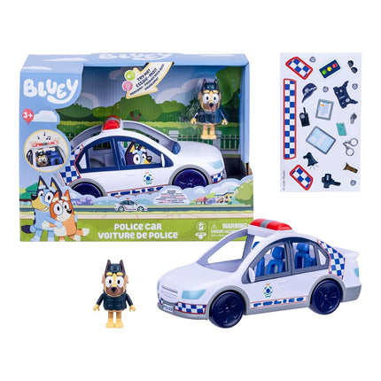 Bluey Police Car Toy, Lights & Sounds, Policeman Figure