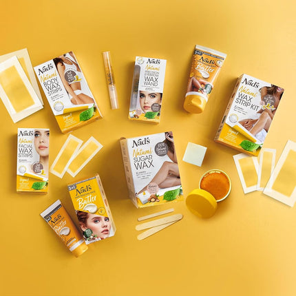 Nad's Natural Waxing Strips Kit, Wax Hair Removal For Women, Vegan Waxing Kit, Includes 6 Face Wax Strips + 20 Body Wax Strips + 6 Bikini Wax Strips + Post Wax Oil, 32 Count (Pack of 1)
