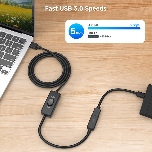 Cable Matters 6 ft USB 3.0 Extension Cable with On/Off Switch, Supports Both Data and Power, Ideal for USB-Powered Devices, Web Cameras, and Microphones