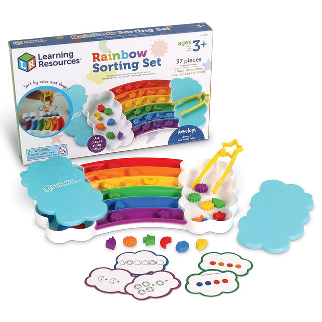 Learning Resources Rainbow Sorting Set, 37-Piece, Fine Motor Skills, Sorting, Patterning, Addition Skills, Toddler Learning Toys, Baby Toddler Toys, Learning and Education Toys, Sensory Tray, Ages 3+