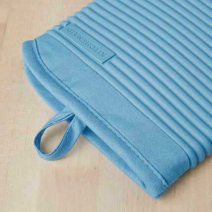 KitchenAid Ribbed Soft Silicone Oven Mitt Set, 7"x13", Blue Velvet 2 Count