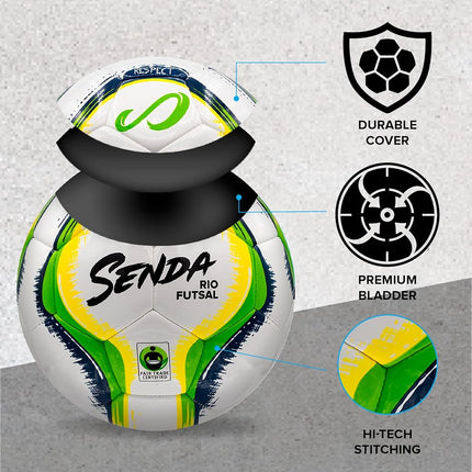 Senda Athletics Rio Training Futsal Ball, Fair Trade Certified - Green, Yellow, Size 4 (Ages 13 and Up)
