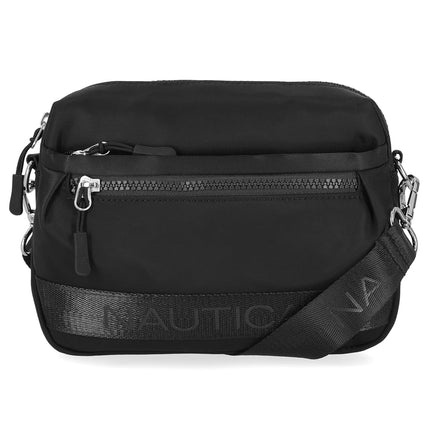 Nautica Women's Nylon Bean Crossbody Bag with Adjustable Shoulder Strap, Black Tonal, One Size