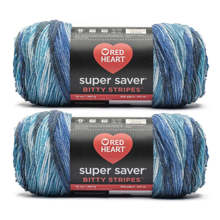 Red Heart Super Saver Bitty Stripe Horizon Yarn - 