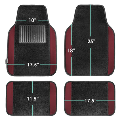 FH Group F14407BURGUNDY Universal Fit Premium Carpet Burgundy Automotive Floor Mats fits most Cars, SUVs, and Trucks with Driver Heel Pad, Full Set