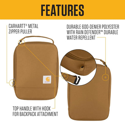 Carhartt Insulated Lunch Cooler for Men and Women, Fully Insulated Lunch Pale for Work, Outdoor, and Everyday Use, Port