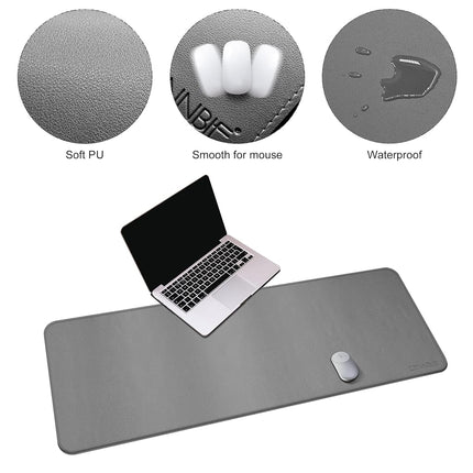 CENNBIE Leather Desk Mat, 140x50 cm Extra Large Desk Pad Blotter Protector, Extended Non-Slip Mouse Pad, Waterproof PU Leather Desk Mat on top of desks Large for Office and Home (Grey)