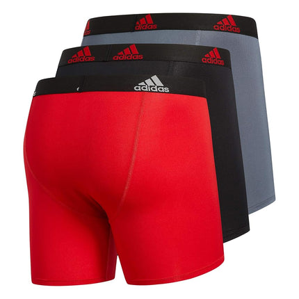adidas Men's Performance Boxer Brief Underwear (3-Pack) Boxed, Scarlet Red/Black/Onix Grey, Small