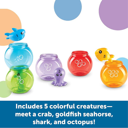Learning Resources Peekaboo Fishbowl Friends, 10 Pieces, Ages 18 Months+, Learning Toys, Baby Toys, Educational Toys, Fish Toys, Animal Toys, Bath Toys, Blue,green,orange,purple,red (LER6814)