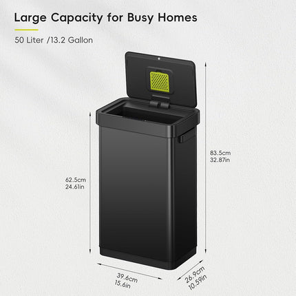 EKO Kitchen Automatic Sensor Rubbish Bin, 50L, Matte Black