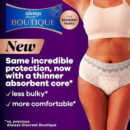 Always Discreet Boutique, Incontinence & Postpartum Underwear For Women, Maximum Protection, Small/Medium, 12 Count