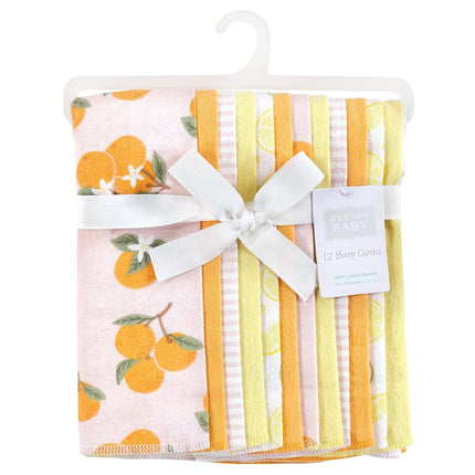 Hudson Baby Unisexo Bebé Algodón Franela Paños para Eructar Paquete, Naranja Cítrico, Talla Única