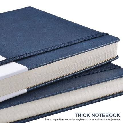 Lemome Thick Classic Notebook with Pen Loop A5 Wide Ruled Hardcover Writing Notebook with Pocket + Page Dividers Gifts, Banded, Large, 180 Pages, 8.4 x 5.7 in