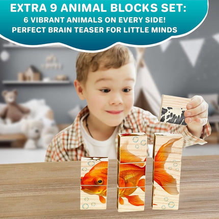 Wooden Blocks for Toddlers 1-3 - 35 ABC Learning Baby Blocks for Kids 3-5