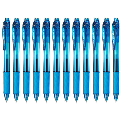 Pentel EnerGel-X Retractable Liquid Gel Pen (0.5mm) Needle Tip, Fine Line, Sky Blue Ink, Box of 12 (BLN105-S)