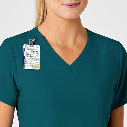WonderWink 6155ACARIXL W123 Women's Stylized V-Neck Top, Caribbean Blue, Standard-XL Size