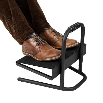 Mind Reader Foot Rest, Foot Stool, Under Desk at Work, Ergonomic, Adjustable, Office, Metal, 15" L x 14.25" W x 14.5" H, Black