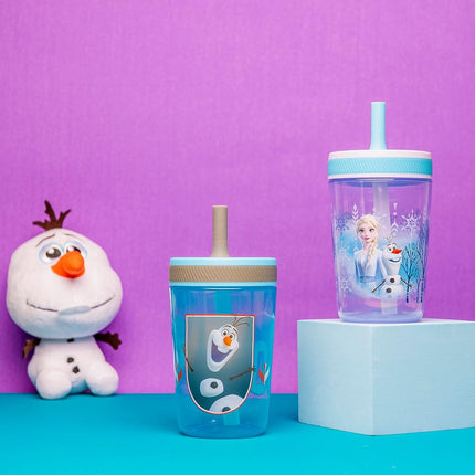 Zak Designs Frozen 2 Kelso 15oz Leak-Proof Toddler Straw Cups, 2-Pack