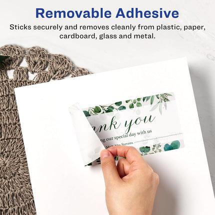 Avery Matte White Removable Rectangle Labels with Sure Feed Technology, Print-to-The-Edge, 7.75" x 3.25", 200 Removable Labels, Laser/Inkjet Printable Labels