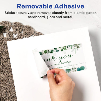 Avery Matte White Removable Rectangle Labels with Sure Feed Technology, Print-to-The-Edge, 7.75" x 3.25", 200 Removable Labels, Laser/Inkjet Printable Labels