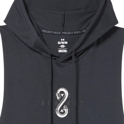Under Armour Men's Project Rock Snake Sleeveless Hoodie, (001) Black / White Clay / White, L