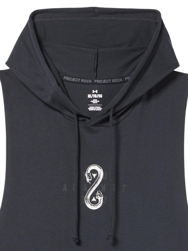 Under Armour Men's Project Rock Snake Sleeveless Hoodie, (001) Black / White Clay / White, L