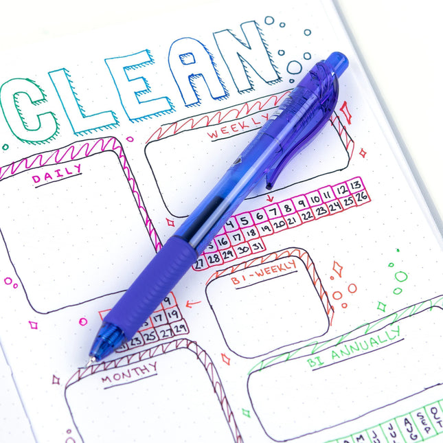 Pentel BLN105 Stylos roller à encre gel avec capuchon à clic, trait de 0,25 mm et bille de 0,5 mm, lot de 12, bleu