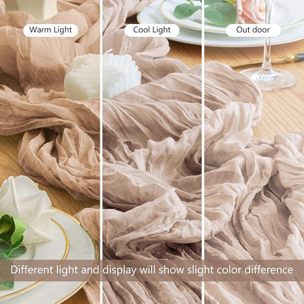 Wokceer Cheesecloth Table Runner Nude Pink 10FT Boho Gauze Cheese Cloth Table Runner for Party Long Rustic Sheer Table Runners for Baby Bridal Shower Wedding Easter Table Decor
