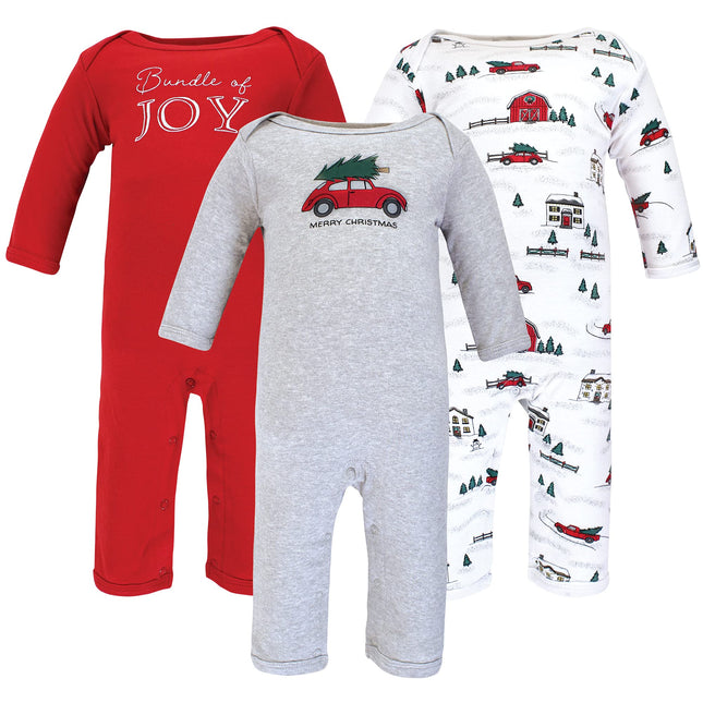 Hudson Baby baby-girls Cotton Coveralls, Christmas