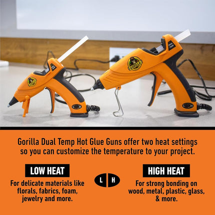 Gorilla 104987 Full Size Hot Glue Gun and Sticks, Gun & Glue, Orange