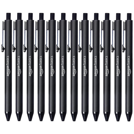 Amazon Basics Retractable Ballpoint Pens, Soft Gri