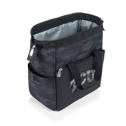 Picnic TIME NCAA TCU Horned Frogs Nevera portátil On The Go, Fiambrera con aislamiento, Bolsa de almuerzo aislada, (camuflaje negro)