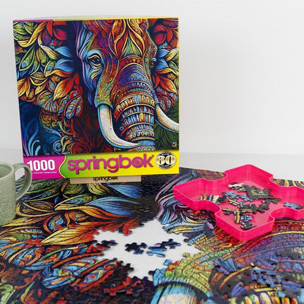 Springbok Elephant Mandala 1000 Piece Jigsaw Puzzle for Adults - Unique Cut Pieces - Made in USA