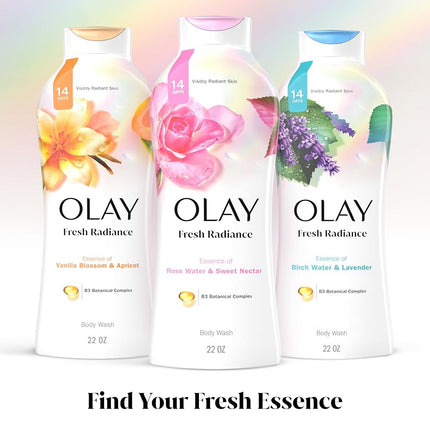 Olay Fresh Outlast Body Wash with B3, Rose Water and Sweet Nectar, 22 Fl Oz (Pack of 4)