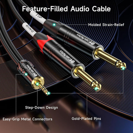 Cable Matters 3.5mm TRS to Dual 6.35mm TS Breakout Cable - 3ft, 1/8 to 1/4 Stereo Cable, 3.5mm to 1/4 Y Splitter Cord