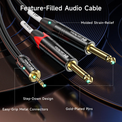 Cable Matters 3.5mm TRS to Dual 6.35mm TS Breakout Cable - 3ft, 1/8 to 1/4 Stereo Cable, 3.5mm to 1/4 Y Splitter Cord