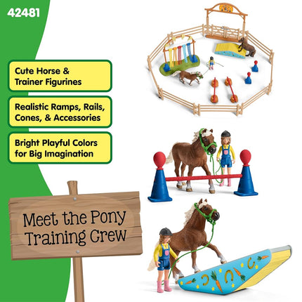 Schleich Farm World - 48Pc Pony Agility Training Playset - Kids 3+ | 42481
