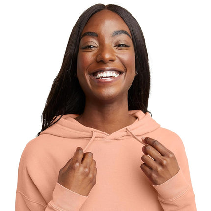 Sudadera con capucha teñida Hanes Originals para mujer, polar, color naranja cantalupo, talla XXG