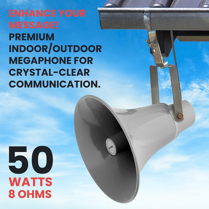 Pyle Outdoor PA Horn Speaker - 50 Watt Weatherproof Loudspeaker
