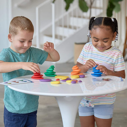 Rainbow Pebbles | Set of 36 + 40 Activities | The Original Sorting and Stacking Stones | Early Maths Resource